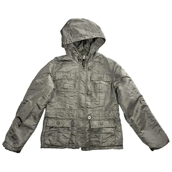 Alpha Industries Parka Womens Size Small Hooded Quilted Grey - Picture 1 of 16